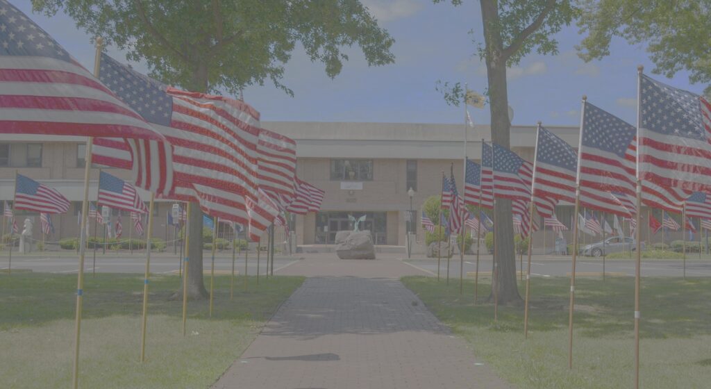 American flags along Clifton Avenue in Clifton, New Jersey